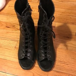 Faux leather lace up sandal boots